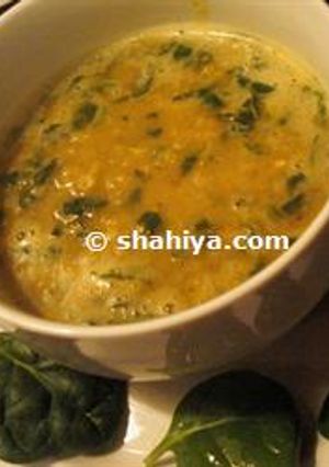 A picture of Red Lentil & Spinach Soup.