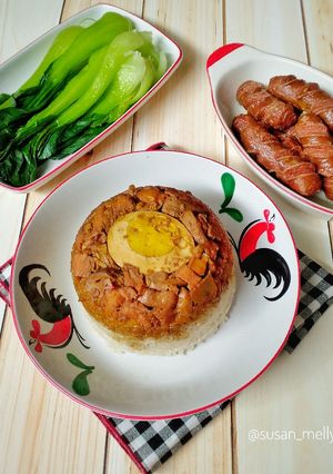 Foto resep Nasi tim ayam jamur