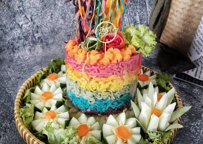 Mie Terbang / Rainbow Noodle Cake