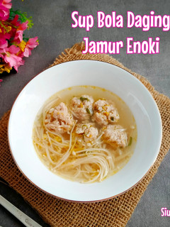 Foto resep Sup Bola Daging Jamur Enoki