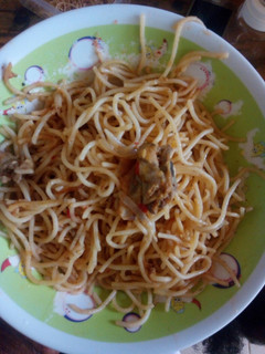 A picture of Spaghetti with chicken.
