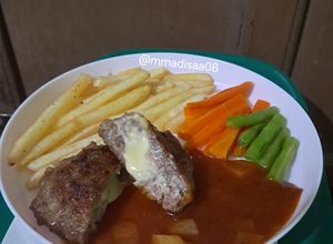 Foto resep Japanese Beef Hamburg Cheese Melt Steak
