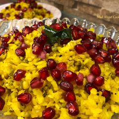A picture of Sprouts Pomegranate Poha – Protein-Rich Breakfast.