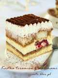 Kostka tiramisu z malinami