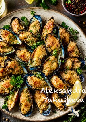 A picture of Mussels with Cheese and Garlic.