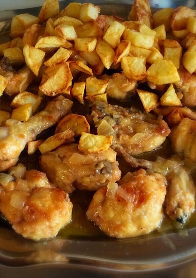 Una foto de Pollo al appletiser (o trina de manzana con gas)