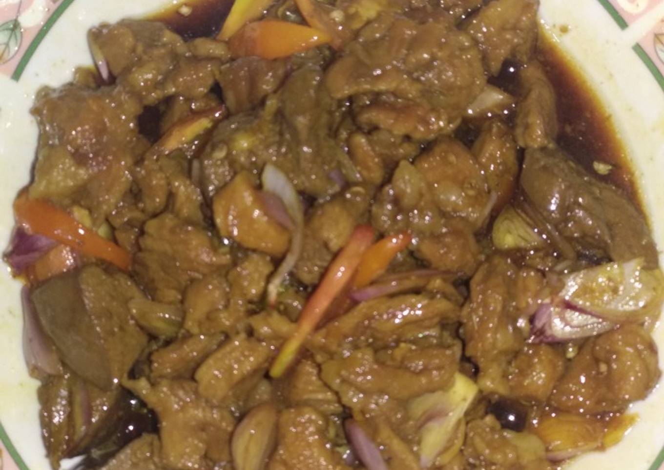 Daging kambing rebus bumbu sate