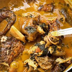 A picture of Bitter leaf soup.