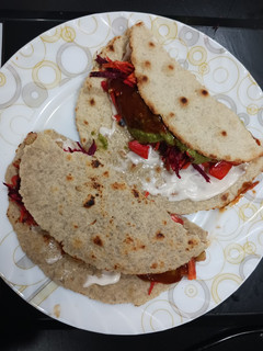A picture of Sunflower seeds Roti-Open Salad wraps.
