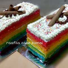 A picture of Rainbow cake.