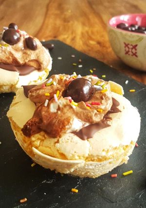 A picture of Easter Nest with Meringue and Chocolate Mousse.