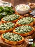 Bruschettas Cremosas de Espinafre e Requeijão Vegetal NatuCheese