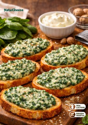 Foto de Bruschettas Cremosas de Espinafre e Requeijão Vegetal NatuCheese