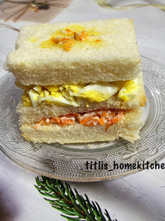 A picture of Three Color Egg Mayo Sandwich.