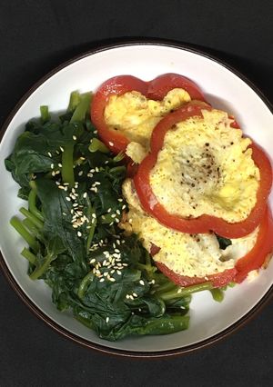 Hình của món [Giảm cân - eat clean #D_22] Trứng chiên + Mùng tơi luộc (200calo).