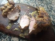 Una foto de lomo de cerdo de cerdo con olla express