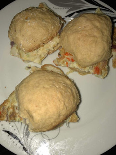 A picture of Omelette in homemade bread.
