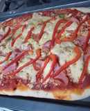 Pizza casera sin reposar masa