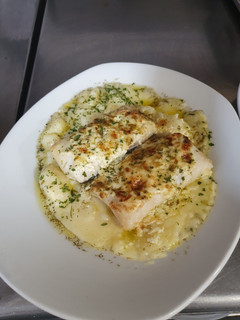 Una foto de Merluza con mayonesa al horno