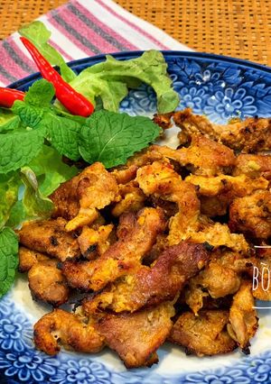 Hình của món Thịt Nạc Dăm Heo Nướng Riềng Sả.