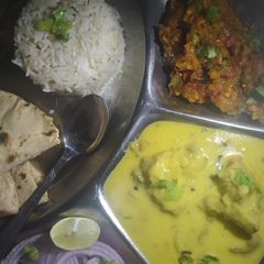 Thali with tindey ka bharta A picture of Thali with tindey ka bharta.