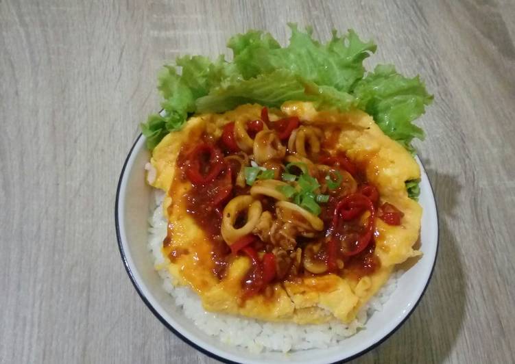 Resep Squid Donburi / Squid Rice Bowl, Enak