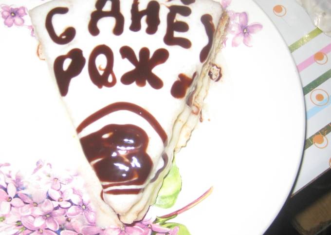 Торт из готовых бисквитных коржей со сгущенкой рецепт фото пошагово и видео