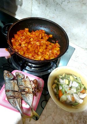 Foto resep Menu Harian sederhana (kentang balado, ikan kembung, sayur)