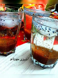 عکسی از دستور شربت کاسنی به همراه خاکشیر و تخم شربتی