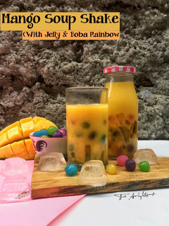 Foto resep Mango Soup Shake(With jelly&boba rainbow)