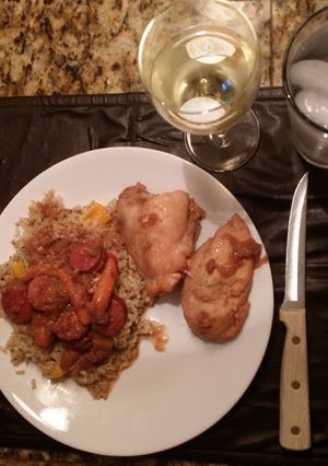A picture of Easy Chicken with Apples and Sausage.