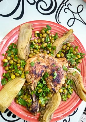 Une photo de Tajine de petits pois et fenouil