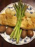 California Farm Panfried Halibut with Asparagus
