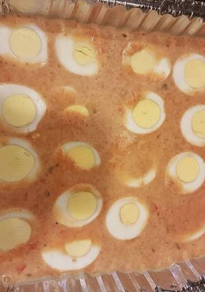 A picture of Moi moi with boiled egg.