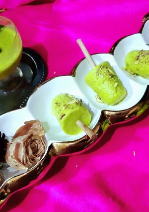 A picture of #sugarfree saffpistachio kulfi#.