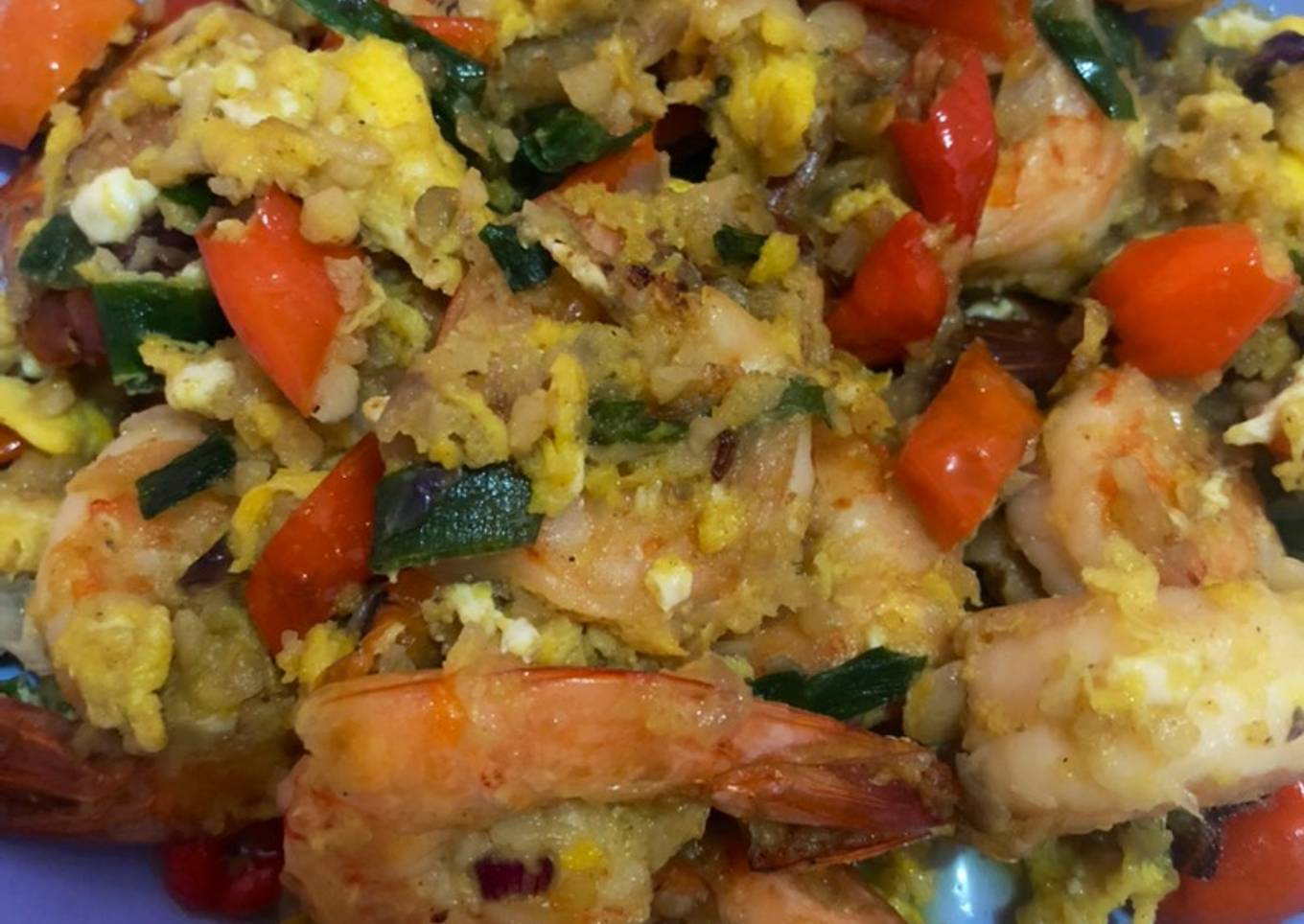 Tumis udang telur