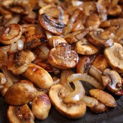 A picture of Cooking Basics: How To Get A Beautiful Brown Crust On Mushrooms.