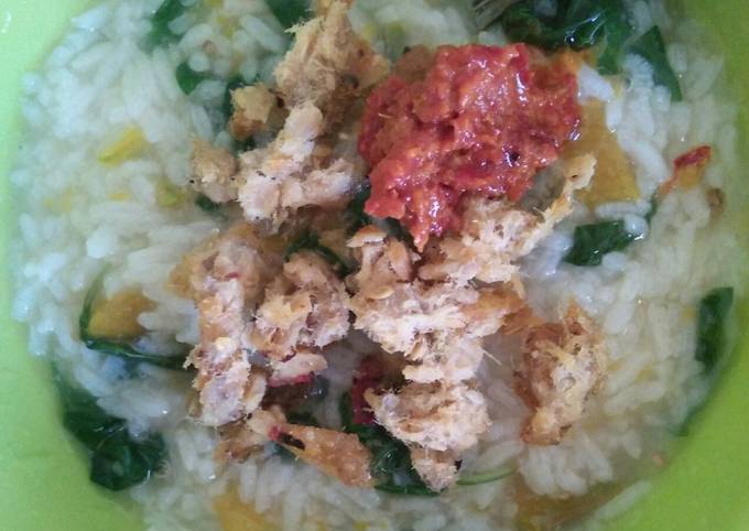 Resep Bubur Manado Abon Ikan Asin, Lezat Sekali