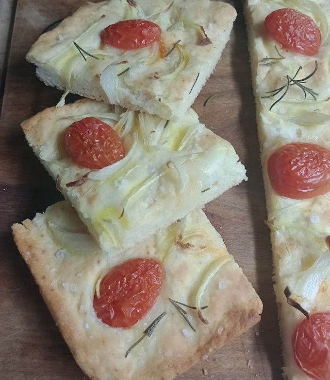Una foto de Focaccia con harina leudante