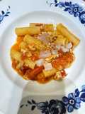 Tortiglioni alla ricciola in due consistenze e liquirizia