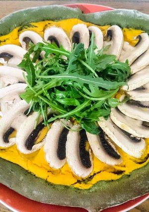 Une photo de Pâte à pizza à l'huile d'olive et à la spiruline