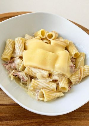 Une photo de Les pâtes façon raclette