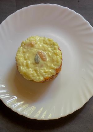 A picture of Motichoor Ladoo Payesh Tart for Kali Pujo & Diwali.