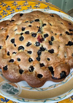Une photo de Gâteau fondant mascarpone myrtilles