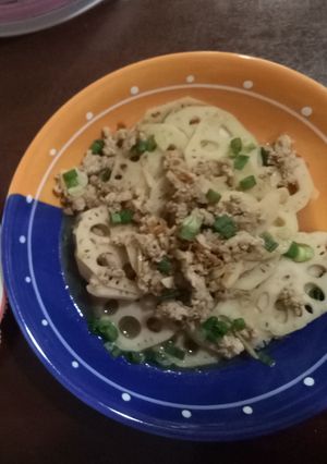 Foto resep Akar teratai cah daging cincang