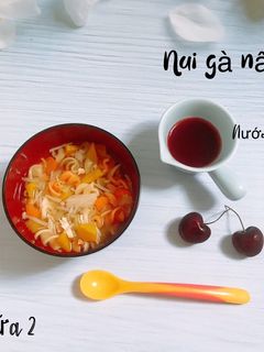Hình của món Nui gà nấu nấm.
