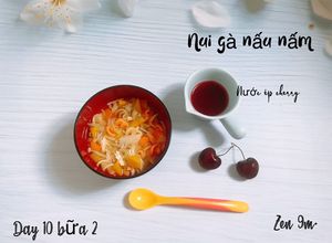 Hình của món Nui gà nấu nấm.