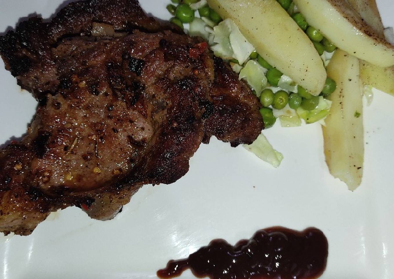 Rib Eye Beef Steak in Barbecue Sauce