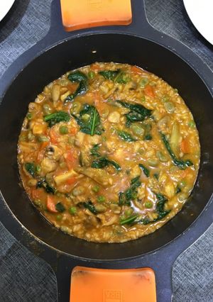 Foto principal de Arroz 🍚 meloso de bacalao y verduritas 🥦🥒🍆🌶