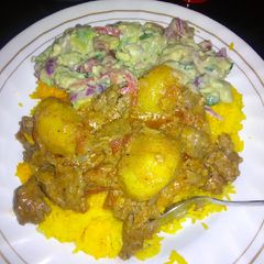 Beef Biriani with guacamole A picture of Beef Biriani with guacamole.